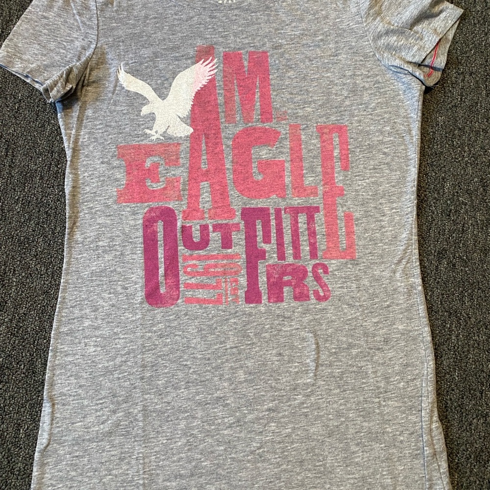 American Eagle Outfitters Gray Tee with White Logo